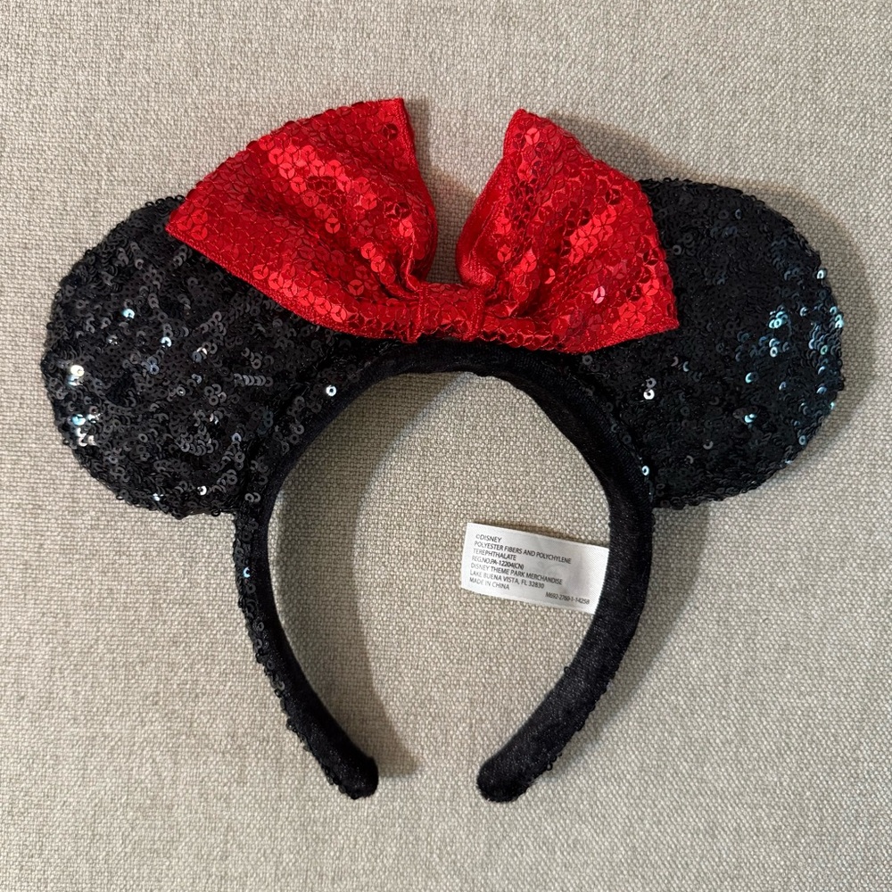 Authentic Disney Black & Red Sequin Headband/Ears